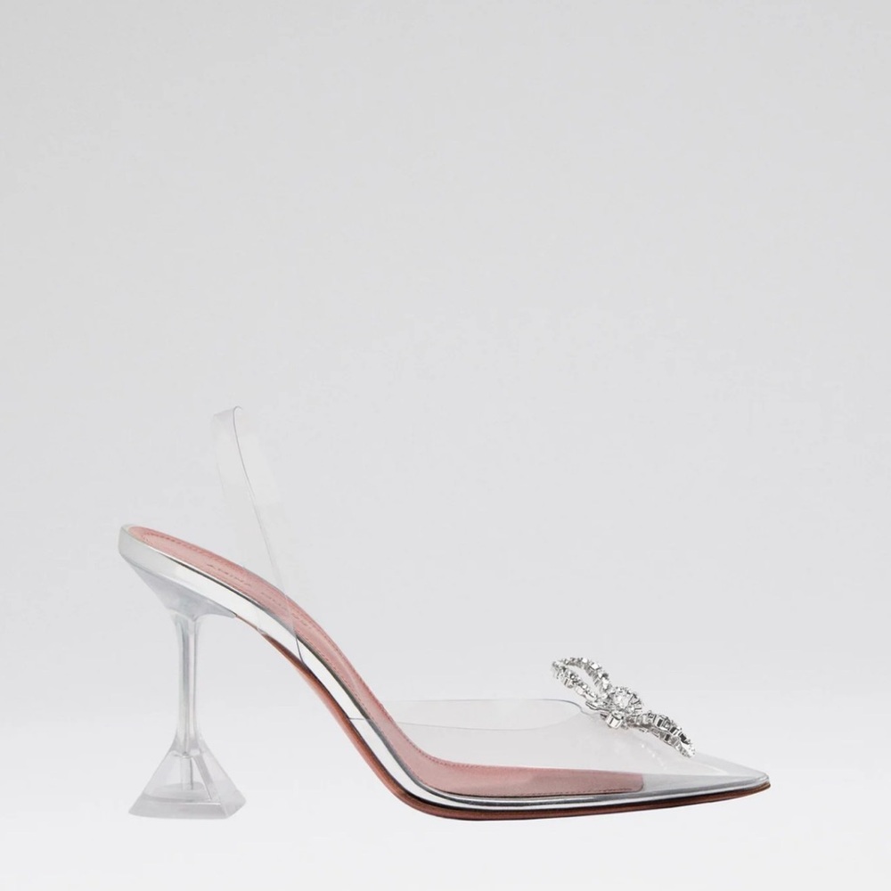 Amina Muaddi Rosie Glass Slingback - Crystal Bow Women's Heels